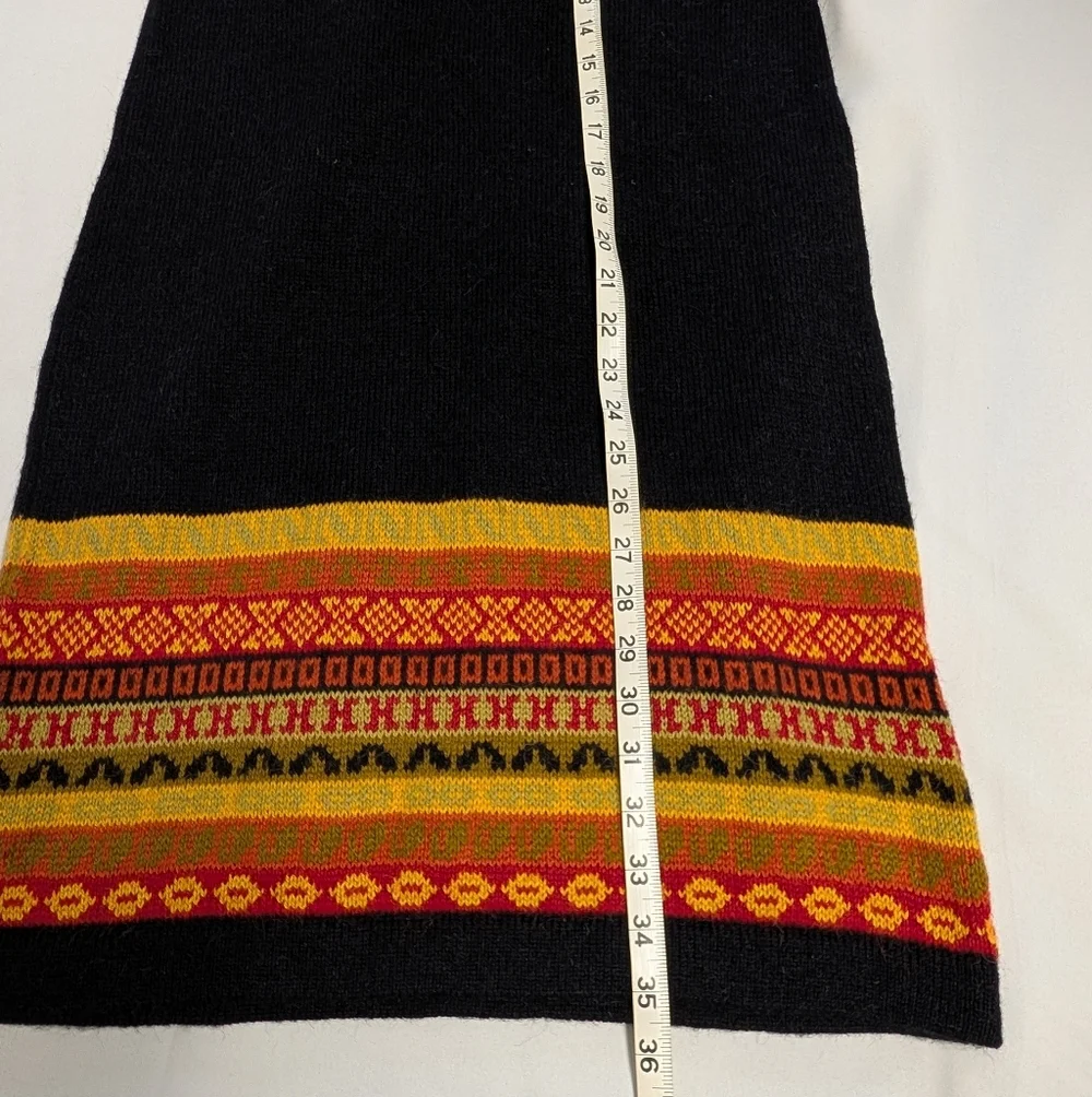 Peruvian Alpaca Black Fringe Poncho Sweater And Matching Maxi Skirt